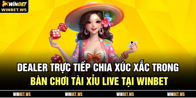 Dealer trực tiếp chia xúc xắc trong bàn chơi tài xỉu live tại WINBET
